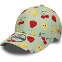 petten-gebogen-groen-verstelbaar-voor-kinderen-9forty-all-over-print-fruit-van-new-era