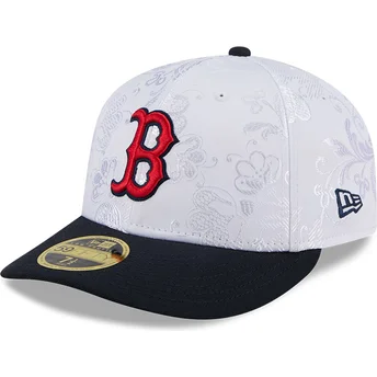 Petten plat marineblauw fitted 59FIFTY Day Low Profile van Boston Red Sox MLB van New Era