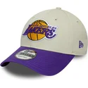petten-gebogen-beige-verstelbaar-9forty-contrast-patch-van-los-angeles-lakers-nba-van-new-era