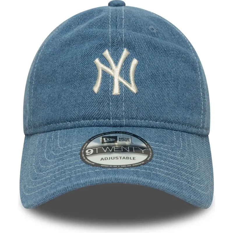petten-gebogen-blauw-verstelbaar-9twenty-denim-van-new-york-yankees-mlb-van-new-era