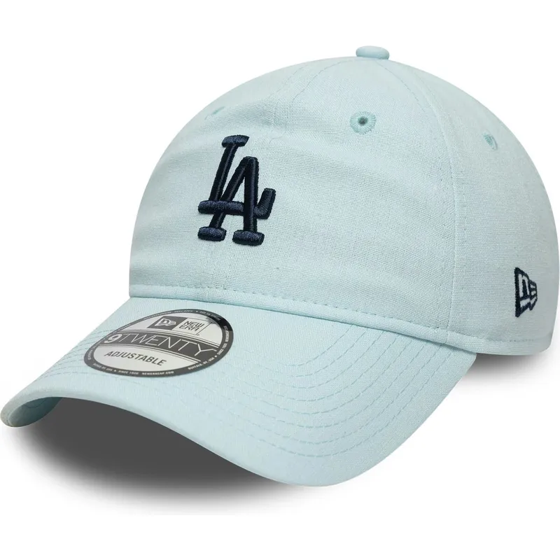 petten-gebogen-blauw-verstelbaar-9twenty-linen-van-los-angeles-dodgers-mlb-van-new-era