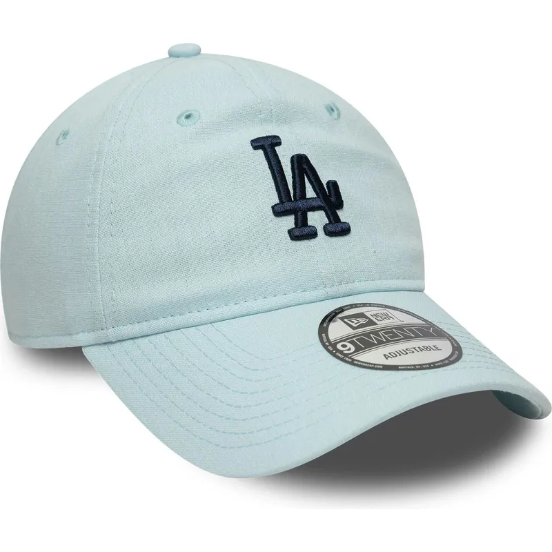 petten-gebogen-blauw-verstelbaar-9twenty-linen-van-los-angeles-dodgers-mlb-van-new-era