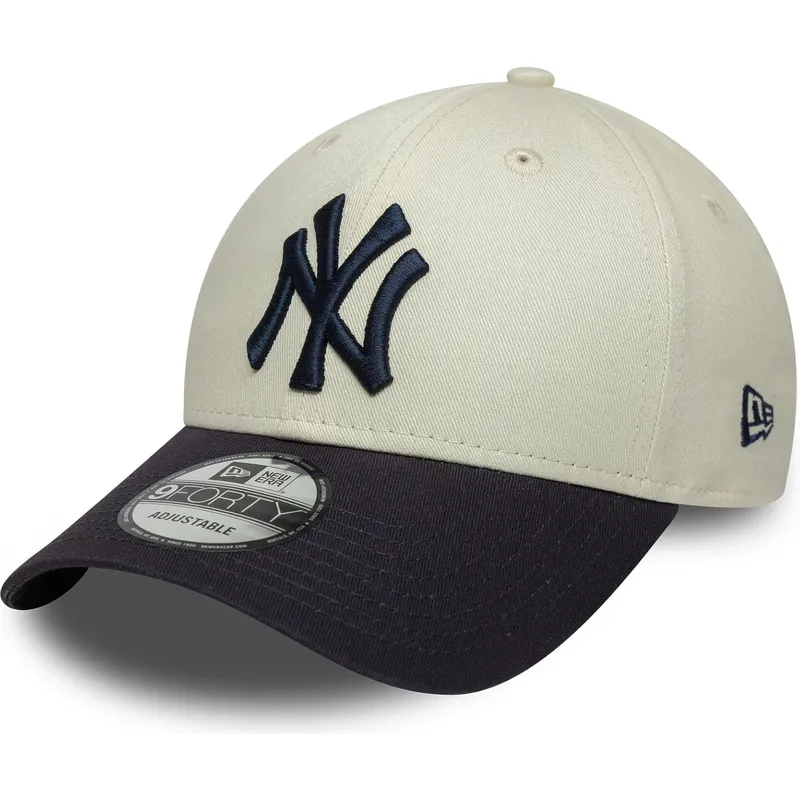 petten-gebogen-beige-verstelbaar-9forty-side-script-van-new-york-yankees-mlb-van-new-era
