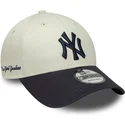 petten-gebogen-beige-verstelbaar-9forty-side-script-van-new-york-yankees-mlb-van-new-era