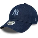 petten-gebogen-marineblauw-verstelbaar-9twenty-denim-van-new-york-yankees-mlb-van-new-era
