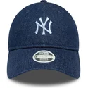 petten-gebogen-marineblauw-verstelbaar-9twenty-denim-van-new-york-yankees-mlb-van-new-era