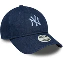 petten-gebogen-marineblauw-verstelbaar-9twenty-denim-van-new-york-yankees-mlb-van-new-era