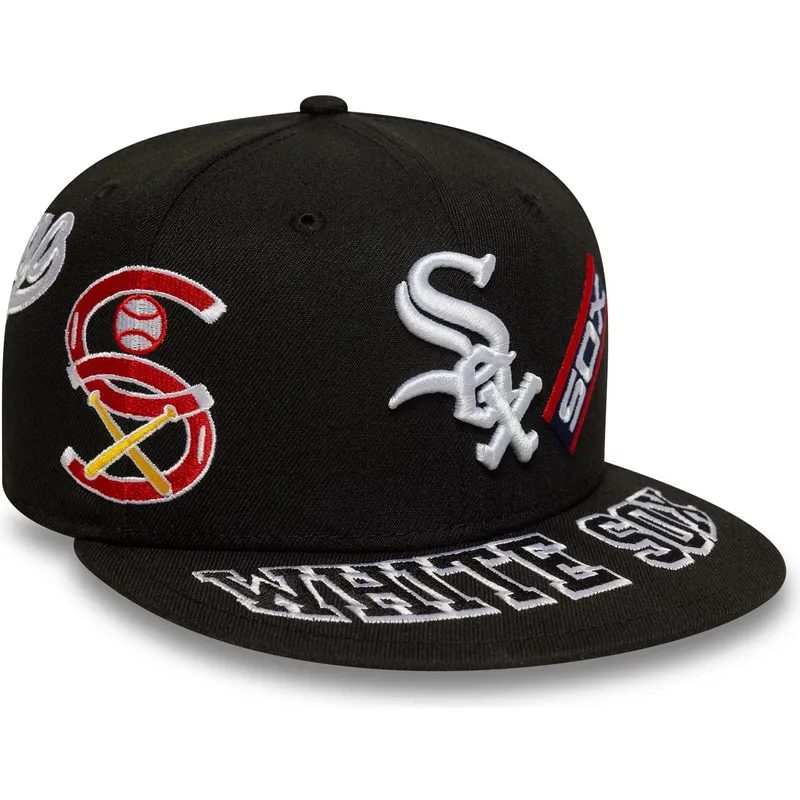 petten-plat-zwart-fitted-59fifty-all-over-van-chicago-white-sox-mlb-van-new-era