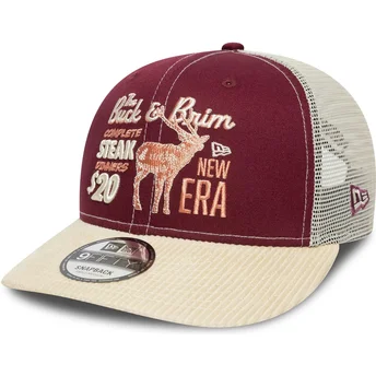 Petten gebogen rood snapback 9FIFTY Cord van New Era
