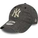 petten-gebogen-zwart-verstelbaar-9twenty-houndstooth-van-new-york-yankees-mlb-van-new-era