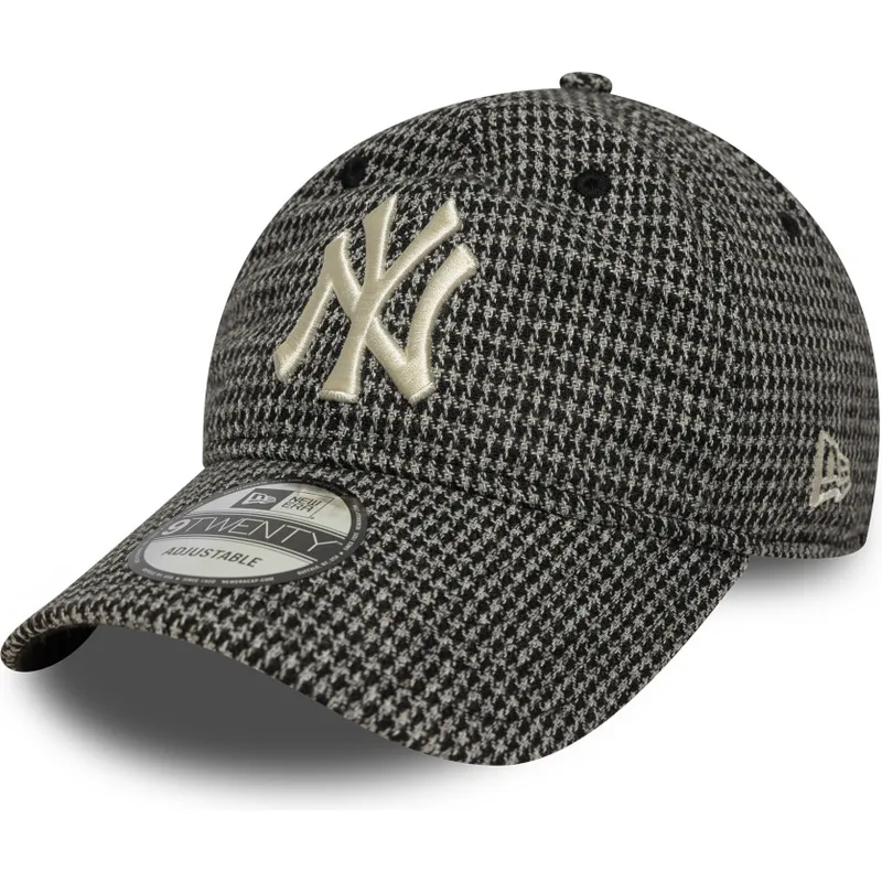 petten-gebogen-zwart-verstelbaar-9twenty-houndstooth-van-new-york-yankees-mlb-van-new-era