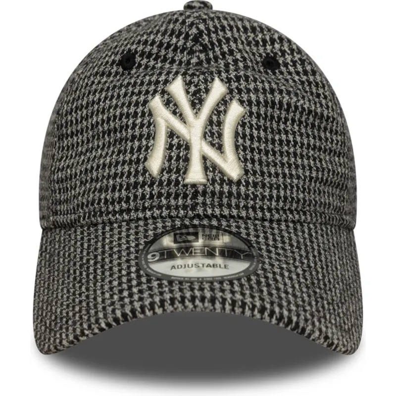 petten-gebogen-zwart-verstelbaar-9twenty-houndstooth-van-new-york-yankees-mlb-van-new-era