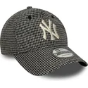 petten-gebogen-zwart-verstelbaar-9twenty-houndstooth-van-new-york-yankees-mlb-van-new-era
