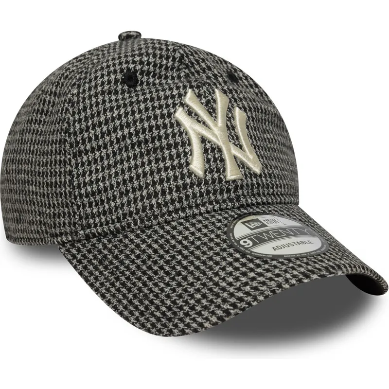 petten-gebogen-zwart-verstelbaar-9twenty-houndstooth-van-new-york-yankees-mlb-van-new-era
