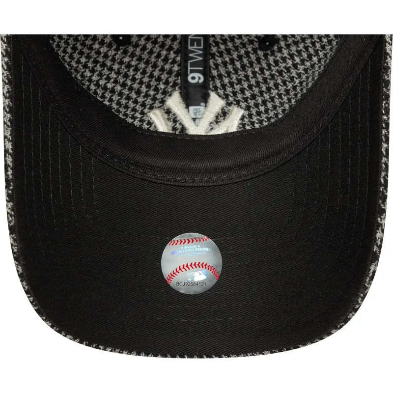 petten-gebogen-zwart-verstelbaar-9twenty-houndstooth-van-new-york-yankees-mlb-van-new-era
