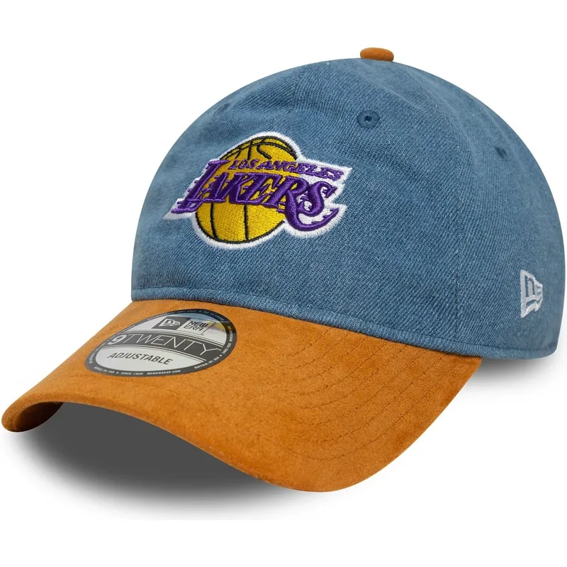 petten-gebogen-meerkleurig-verstelbaar-9twenty-denim-midi-van-los-angeles-lakers-nba-van-new-era