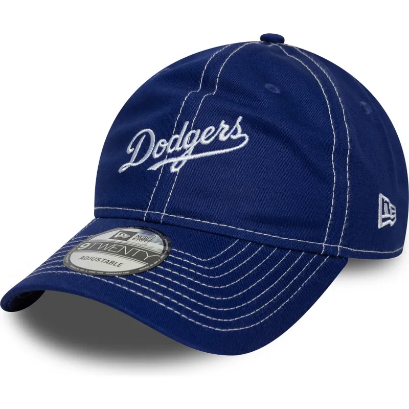 petten-gebogen-blauw-verstelbaar-9twenty-contrast-stitch-van-los-angeles-dodgers-mlb-van-new-era