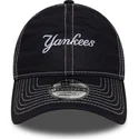 petten-gebogen-marineblauw-verstelbaar-9twenty-contrast-stitch-van-new-york-yankees-mlb-van-new-era