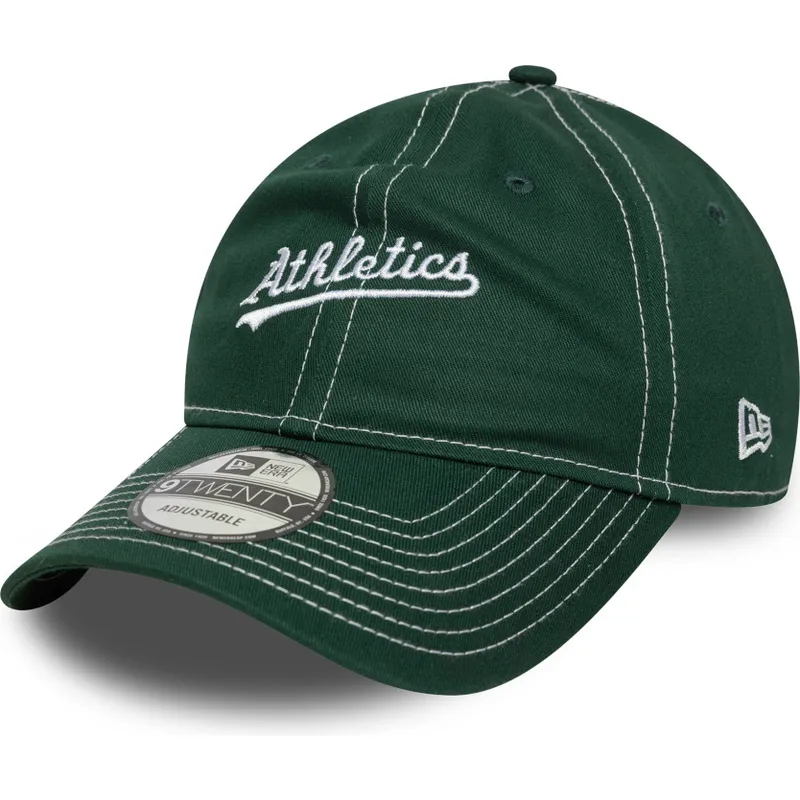 petten-gebogen-groen-verstelbaar-9twenty-contrast-stitch-van-oakland-athletics-mlb-van-new-era