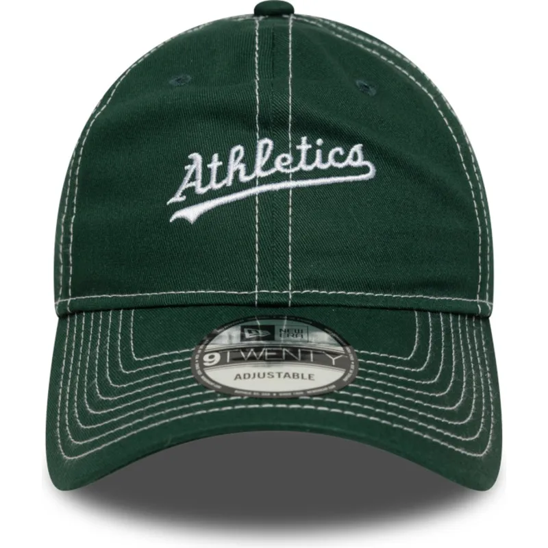 petten-gebogen-groen-verstelbaar-9twenty-contrast-stitch-van-oakland-athletics-mlb-van-new-era