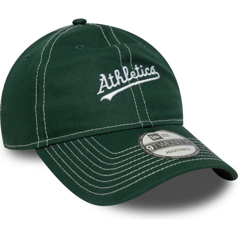 petten-gebogen-groen-verstelbaar-9twenty-contrast-stitch-van-oakland-athletics-mlb-van-new-era