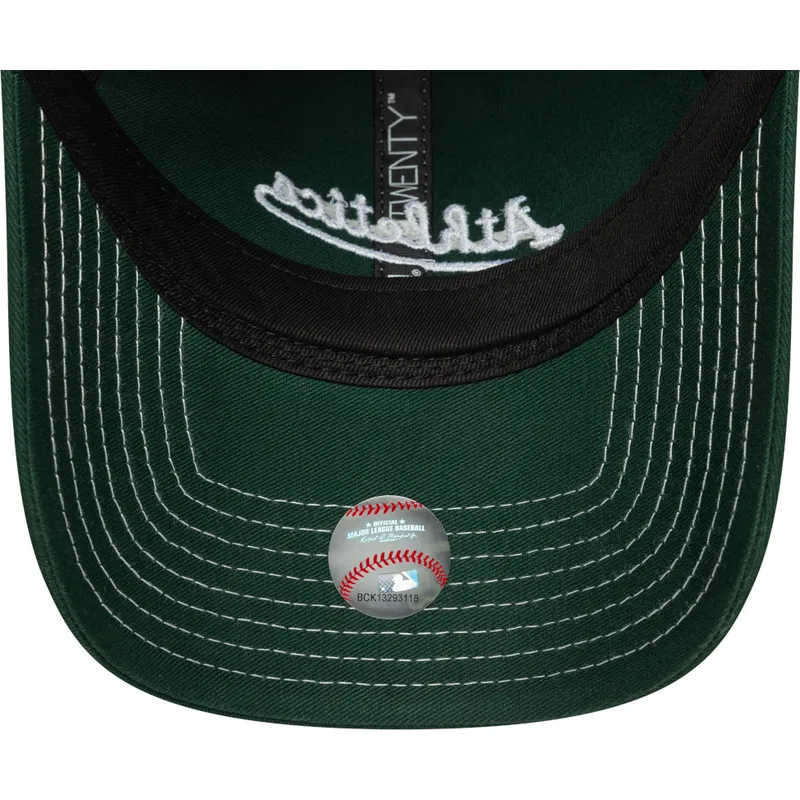 petten-gebogen-groen-verstelbaar-9twenty-contrast-stitch-van-oakland-athletics-mlb-van-new-era