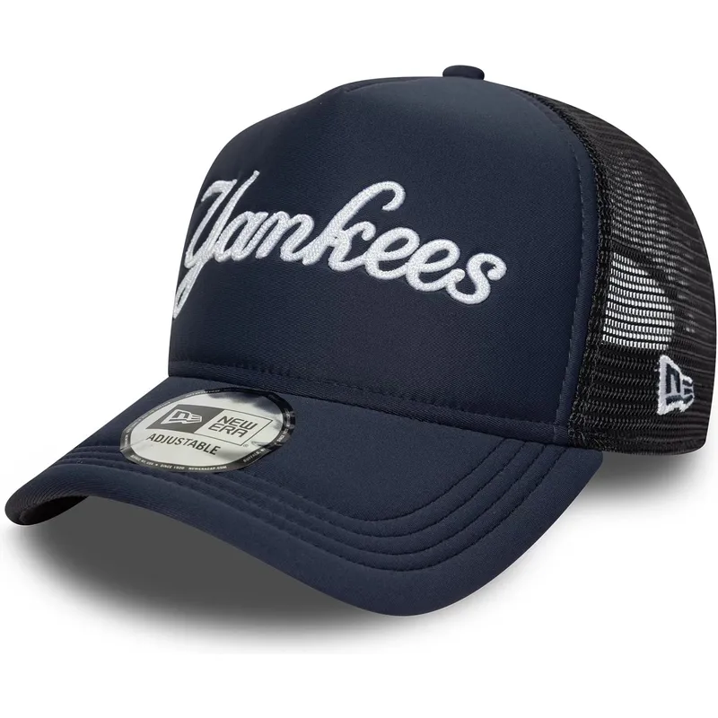 petten-gebogen-marineblauw-snapback-a-frame-script-van-new-york-yankees-mlb-van-new-era
