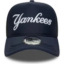 petten-gebogen-marineblauw-snapback-a-frame-script-van-new-york-yankees-mlb-van-new-era