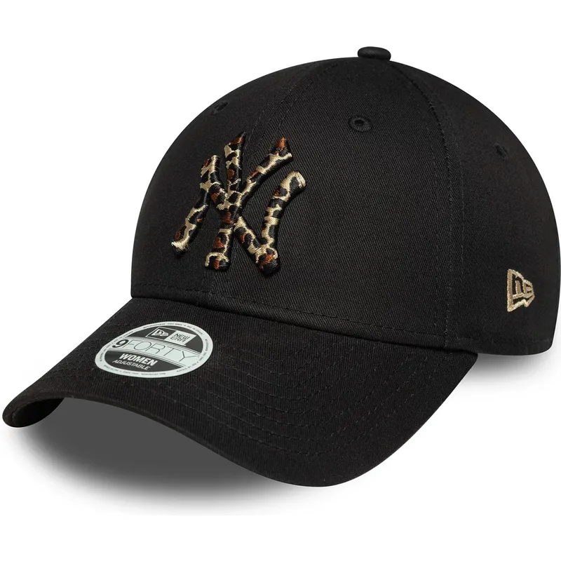 petten-gebogen-zwart-verstelbaar-9forty-leopard-infill-van-new-york-yankees-mlb-van-new-era