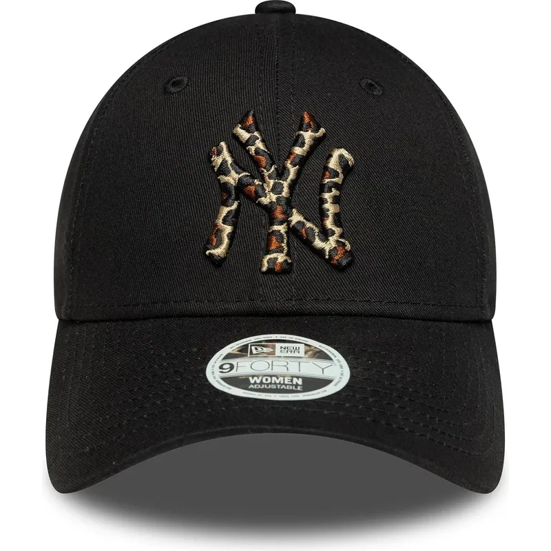 petten-gebogen-zwart-verstelbaar-9forty-leopard-infill-van-new-york-yankees-mlb-van-new-era