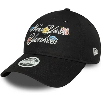 Petten gebogen zwart verstelbaar 9FORTY Floral Script van New York Yankees MLB van New Era