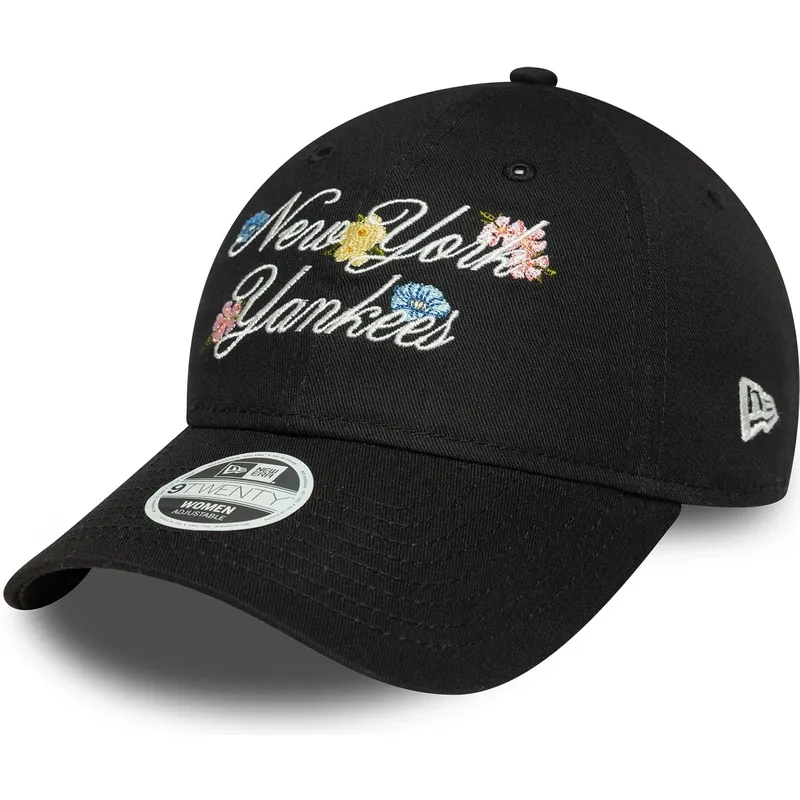 petten-gebogen-zwart-verstelbaar-9forty-floral-script-van-new-york-yankees-mlb-van-new-era