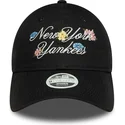 petten-gebogen-zwart-verstelbaar-9forty-floral-script-van-new-york-yankees-mlb-van-new-era