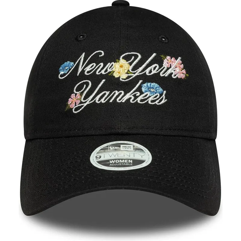 petten-gebogen-zwart-verstelbaar-9forty-floral-script-van-new-york-yankees-mlb-van-new-era