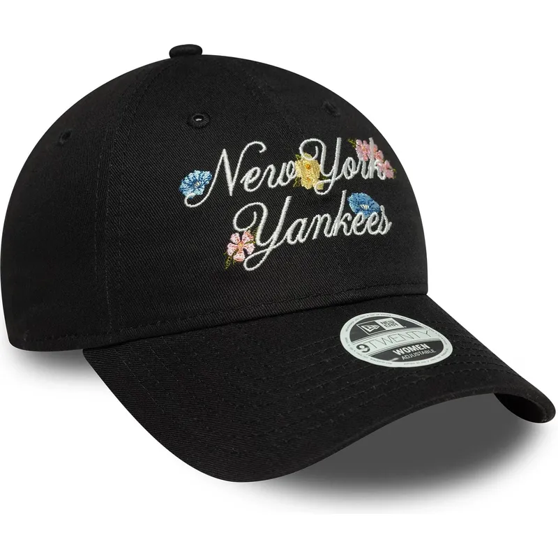 petten-gebogen-zwart-verstelbaar-9forty-floral-script-van-new-york-yankees-mlb-van-new-era