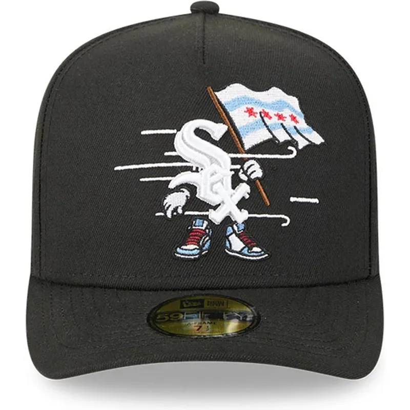 petten-gebogen-zwart-fitted-59fifty-a-frame-cartoon-van-chicago-white-sox-mlb-van-new-era
