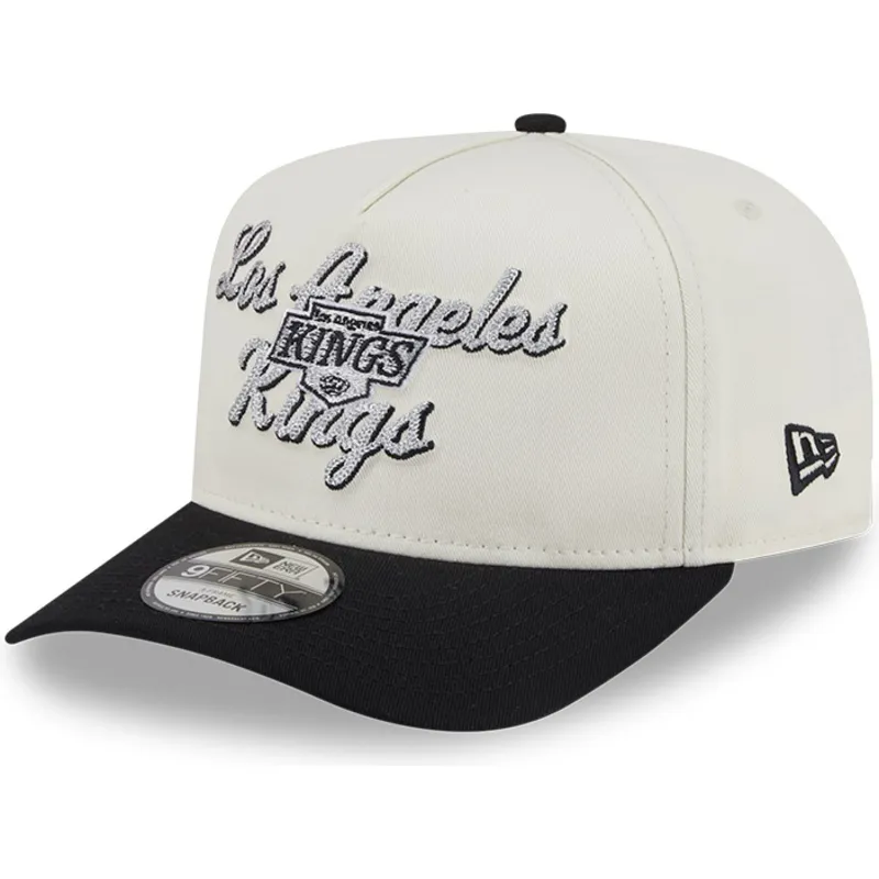 petten-gebogen-beige-snapback-9fifty-a-frame-chainstitch-van-los-angeles-kings-nhl-van-new-era