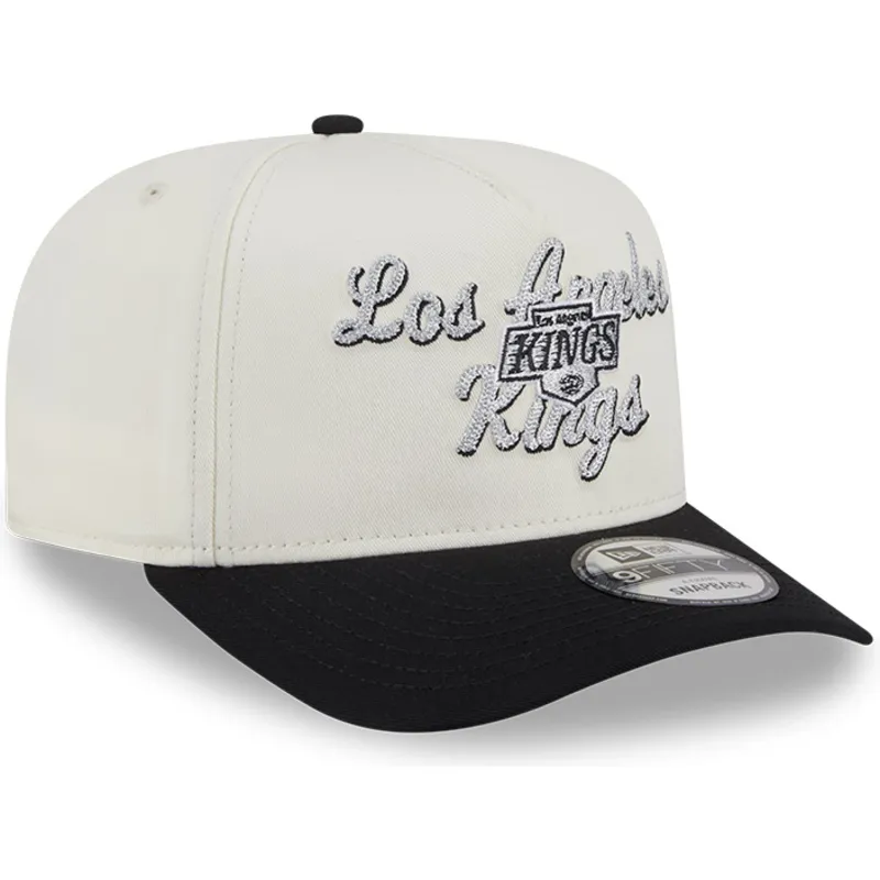 petten-gebogen-beige-snapback-9fifty-a-frame-chainstitch-van-los-angeles-kings-nhl-van-new-era