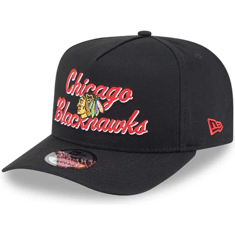 petten-gebogen-zwart-snapback-9fifty-a-frame-chainstitch-van-chicago-blackhawks-nhl-van-new-era