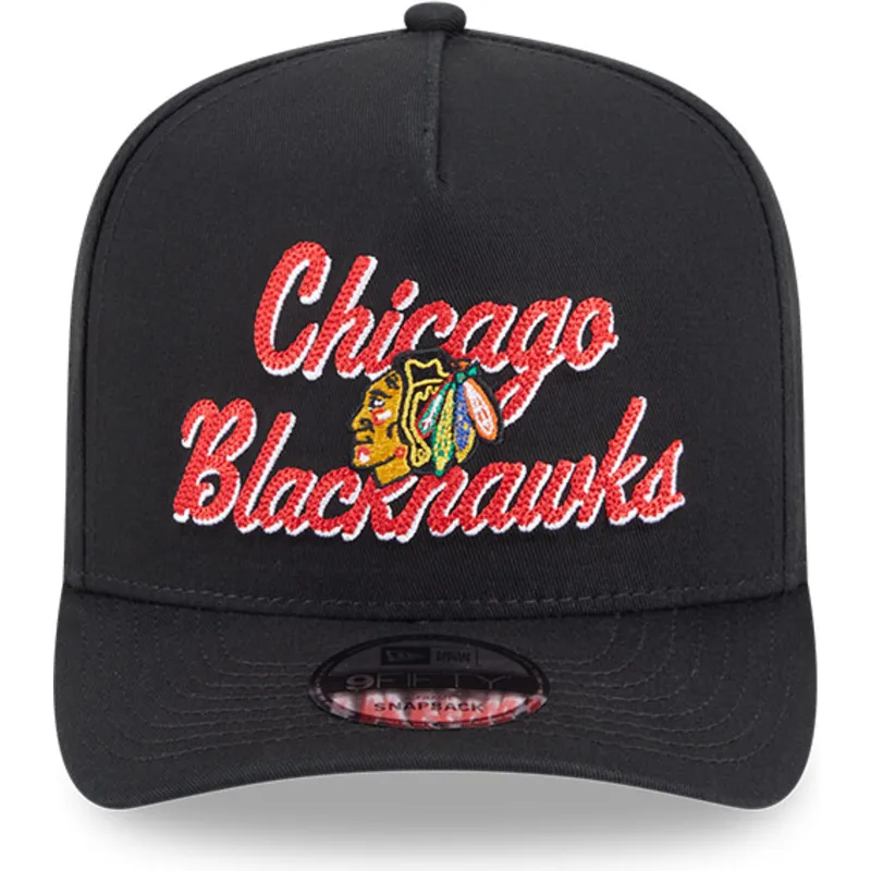 petten-gebogen-zwart-snapback-9fifty-a-frame-chainstitch-van-chicago-blackhawks-nhl-van-new-era