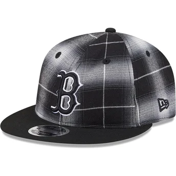 Petten plat zwart snapback 9FIFTY Retro Crown Plaid van Boston Red Sox MLB van New Era