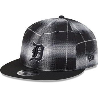 Petten plat zwart snapback 9FIFTY Retro Crown Plaid van Detroit Tigers MLB van New Era
