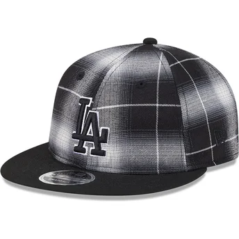 Petten plat zwart snapback 9FIFTY Retro Crown Plaid van Los Angeles Dodgers MLB van New Era
