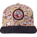petten-plat-beige-snapback-voor-kinderen-lucky-cat-linen-van-djinns