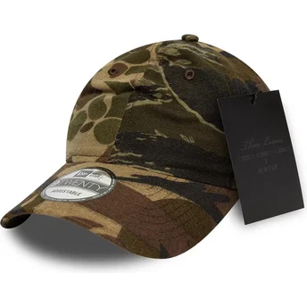 Petten gebogen camouflage verstelbaar 9TWENTY Brushed Cotton Three Looms Woodland van New Era