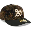petten-gebogen-zwart-fitted-59fifty-low-profile-floral-cord-three-looms-printed-corduroy-van-oakland-athletics-mlb-van-new-era