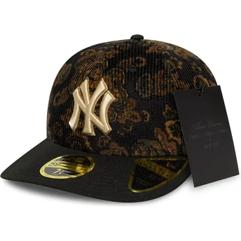 Petten gebogen zwart fitted 59FIFTY Low Profile Floral Cord Three Looms Printed Corduroy van New York Yankees MLB van New Era