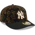 petten-gebogen-zwart-fitted-59fifty-low-profile-floral-cord-three-looms-printed-corduroy-van-new-york-yankees-mlb-van-new-era