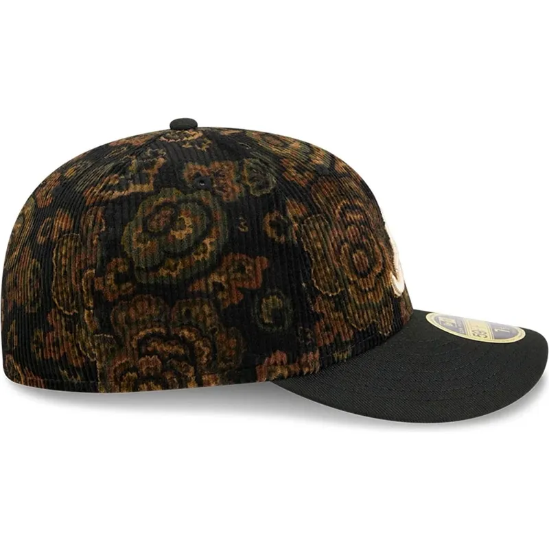 petten-gebogen-zwart-fitted-59fifty-low-profile-floral-cord-three-looms-printed-corduroy-van-atlanta-braves-mlb-van-new-era