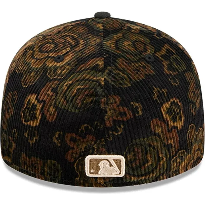 petten-gebogen-zwart-fitted-59fifty-low-profile-floral-cord-three-looms-printed-corduroy-van-atlanta-braves-mlb-van-new-era